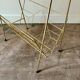 End table, Erdecor magazine holder in gold metal and black glass