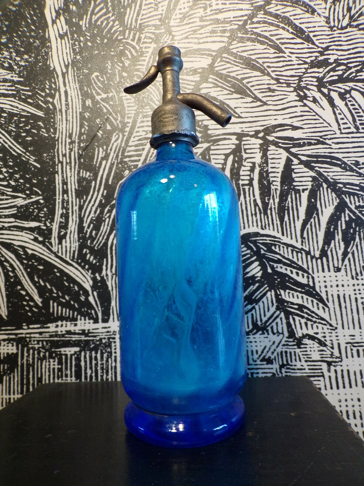 Siphon old blue glass