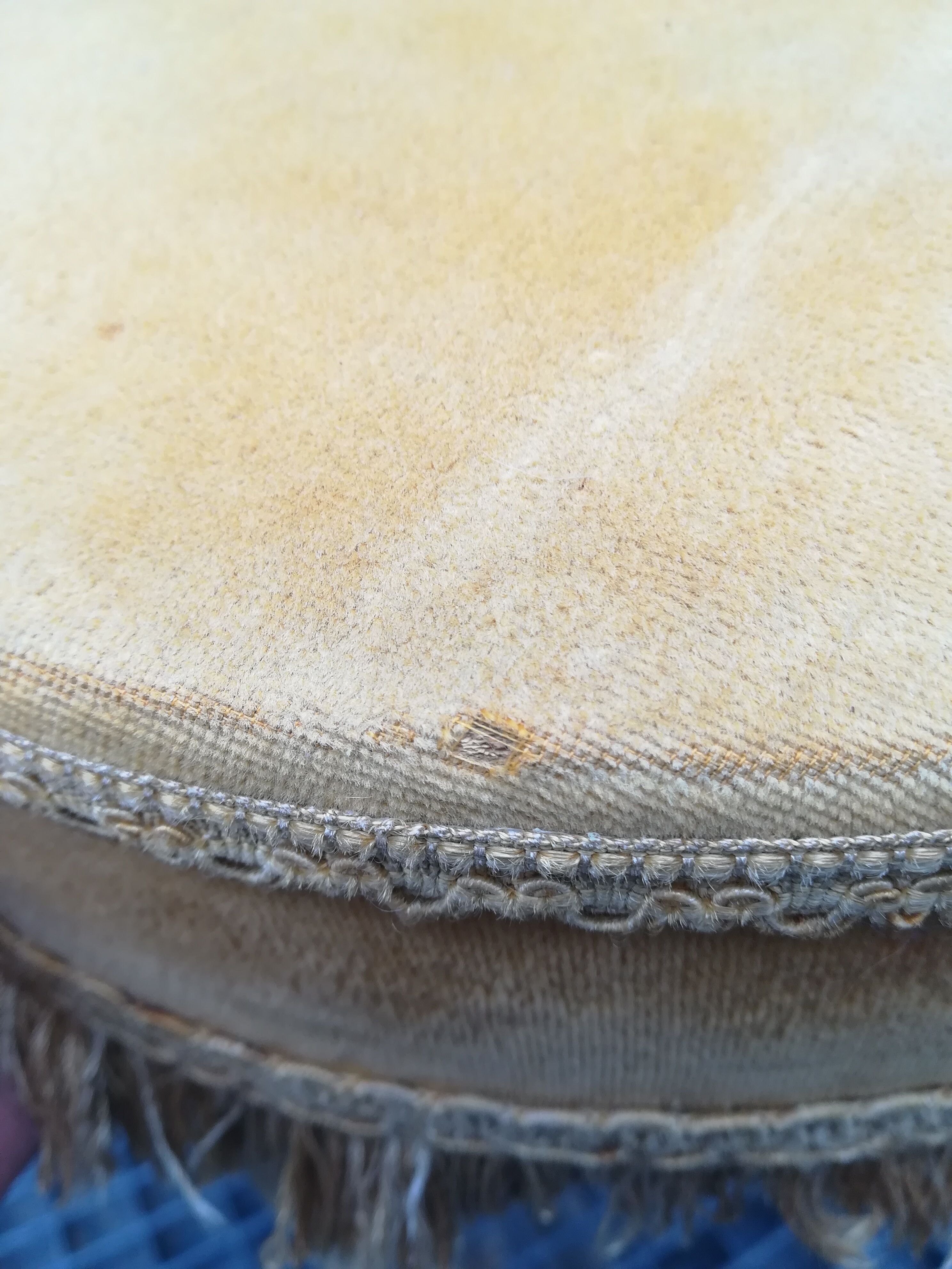 Wooden and gold velvet stool