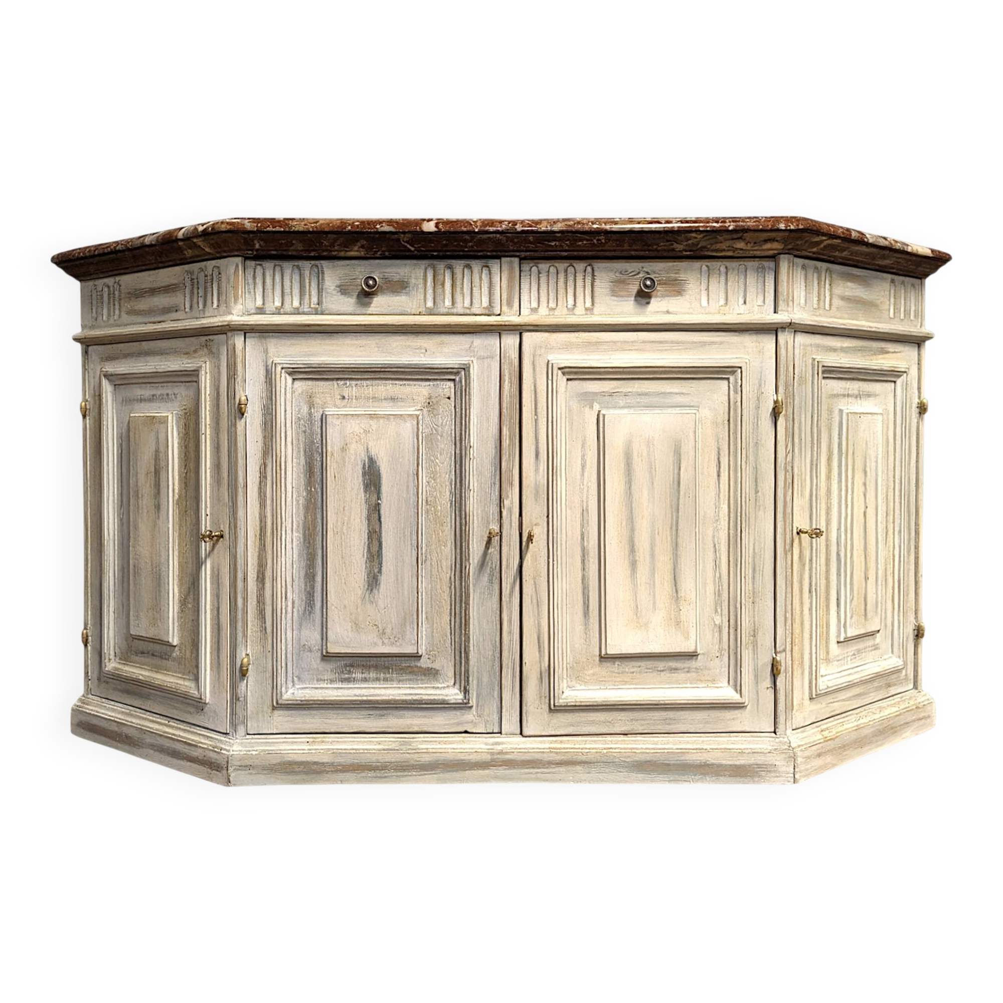 Low patinated sideboard with griotte marble top