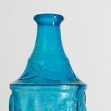 Bouteille Italienne en verre bleu, années 60