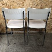 Pair of antique chairs chrome metal and skaï white 70s vintage