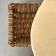 Solid oak stool with woven hemp seat by Audoux Minnet.