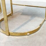 Set of four leather and brass Italian dining chairs