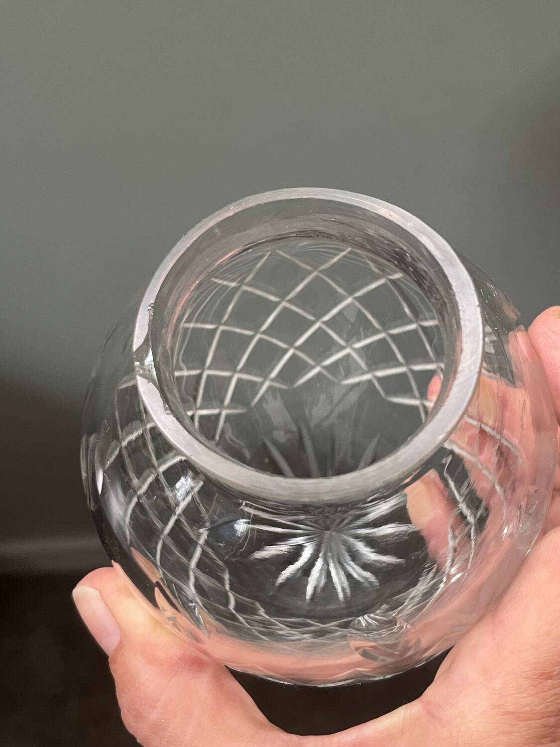 19th century cut crystal shell globe