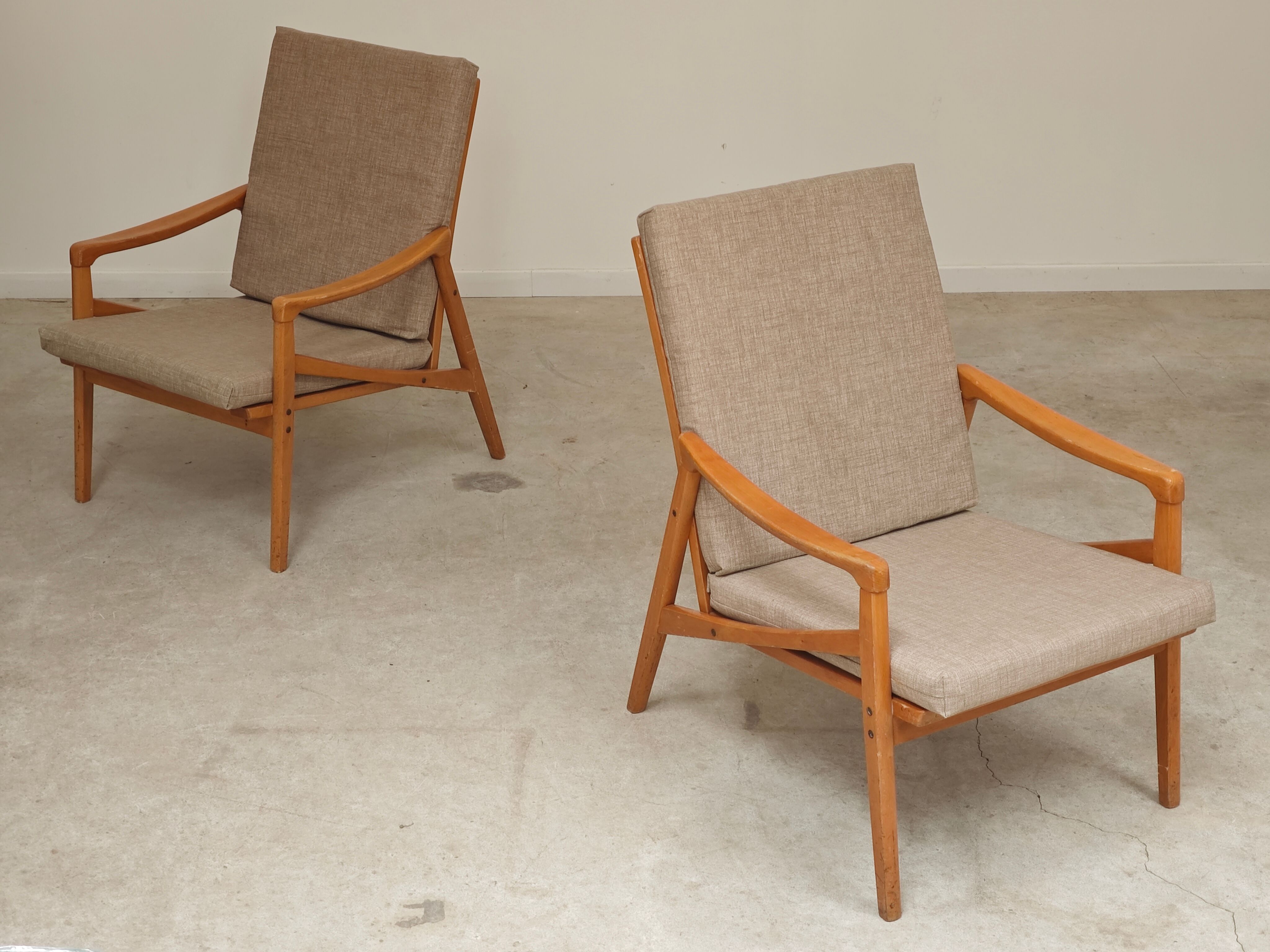 Pair of grey armchairs by Jiri Jiroutek for Intérier Praha