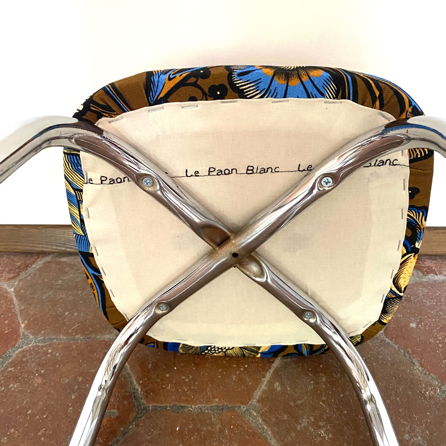 Tabouret vintage upcyclé - indienne marron