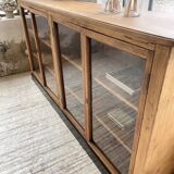 Enfilade de métier en chêne avec portes vitrées