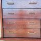Large vintage chest of drawers with four drawers and one door in oak, circa 1960s