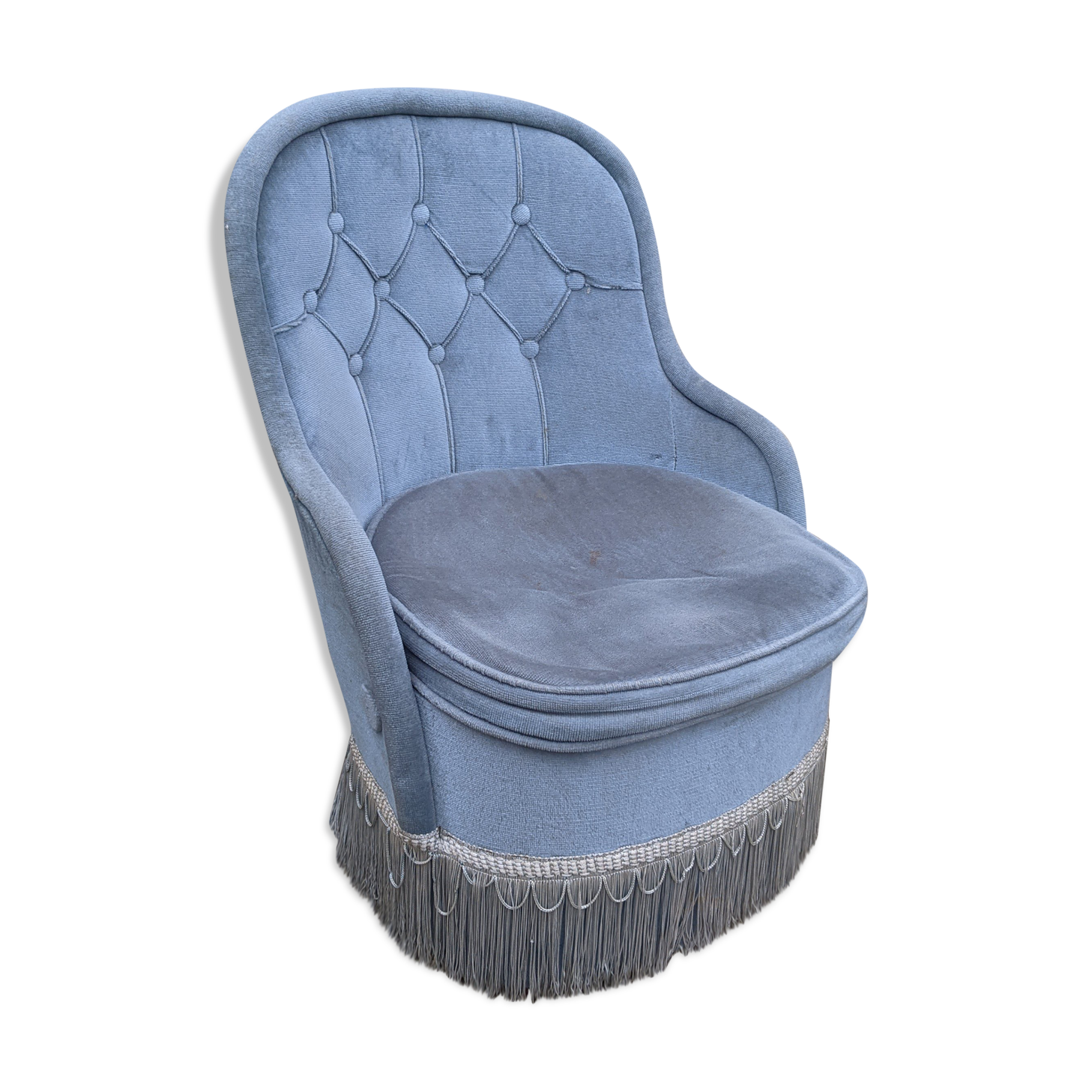 Chauffeuse velours bleu lagon