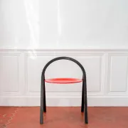 Vintage Clio chairs by Giorgio Cattelan for Cidue, black metal and wood.