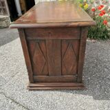 Rustic solid oak desk on leather