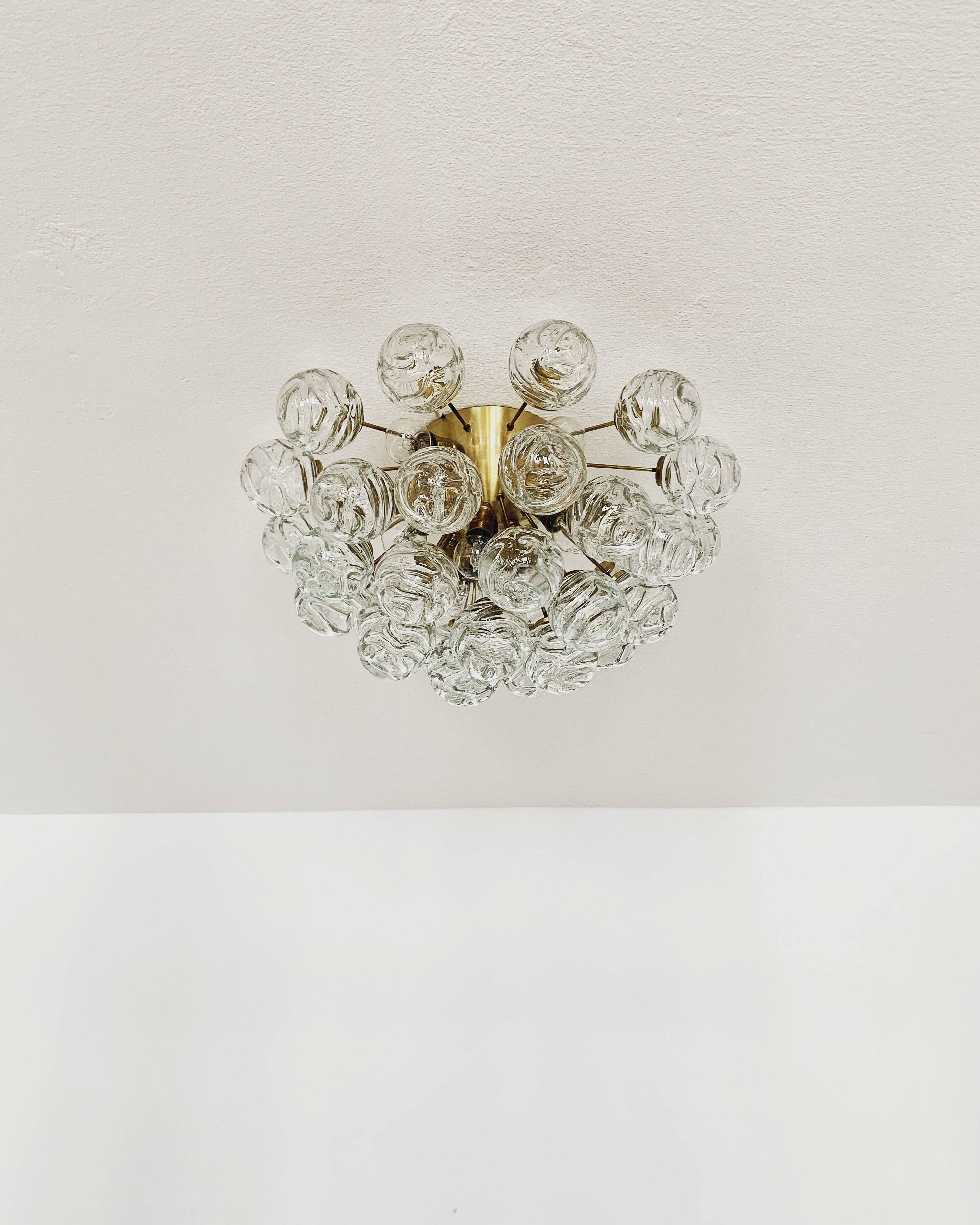 1 of 2 Amazing Golden Bubble Glass Flush Lamps by Doria