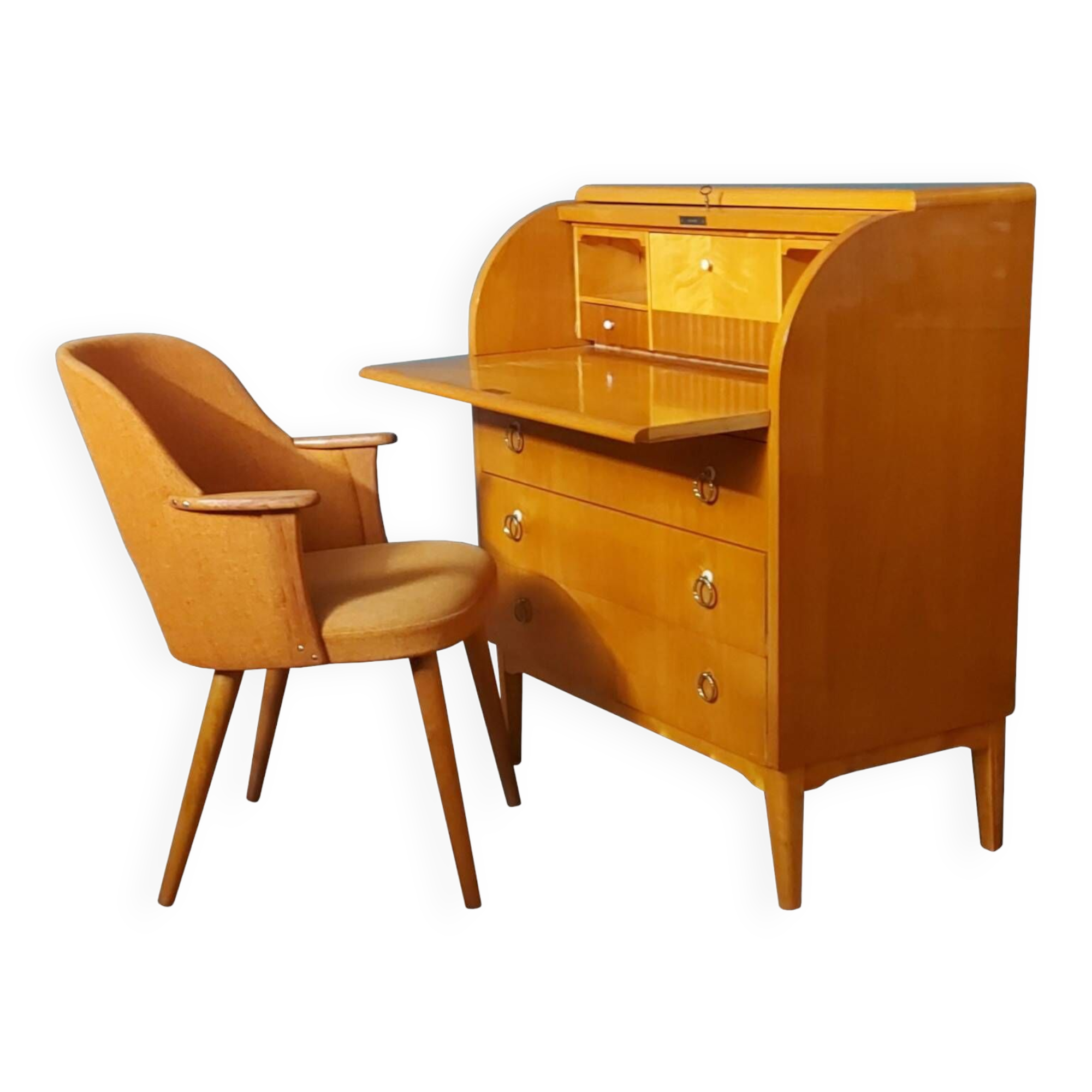 Bureau secrétaire cylindrique par Bill Mobelindustri, 1953.