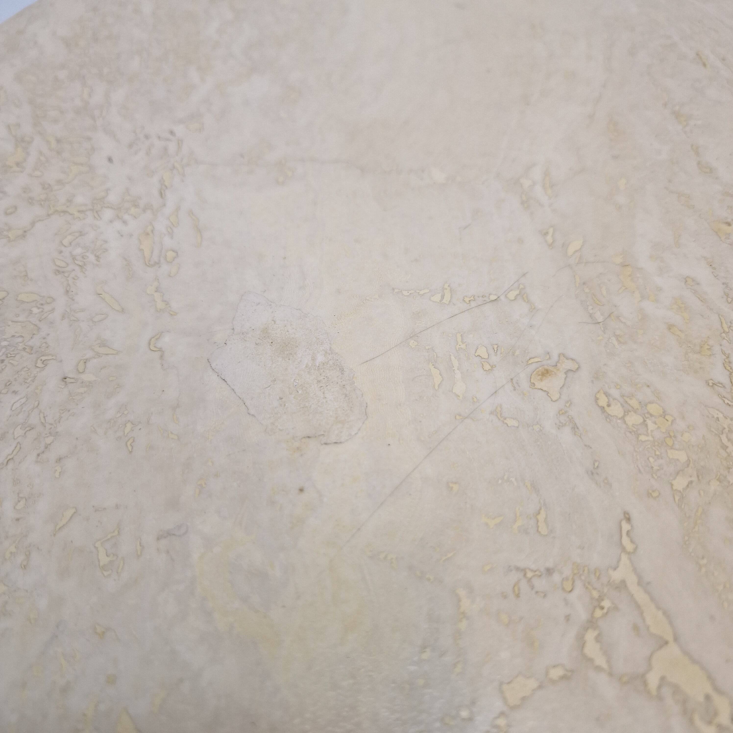 Italian Round Coffee or Side Table in Travertine, 1980s