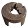 Small low circular four-legged stool in organic old teak with cut-out design H2