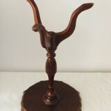 Tripod side table wine table in mahogany and vintage leather