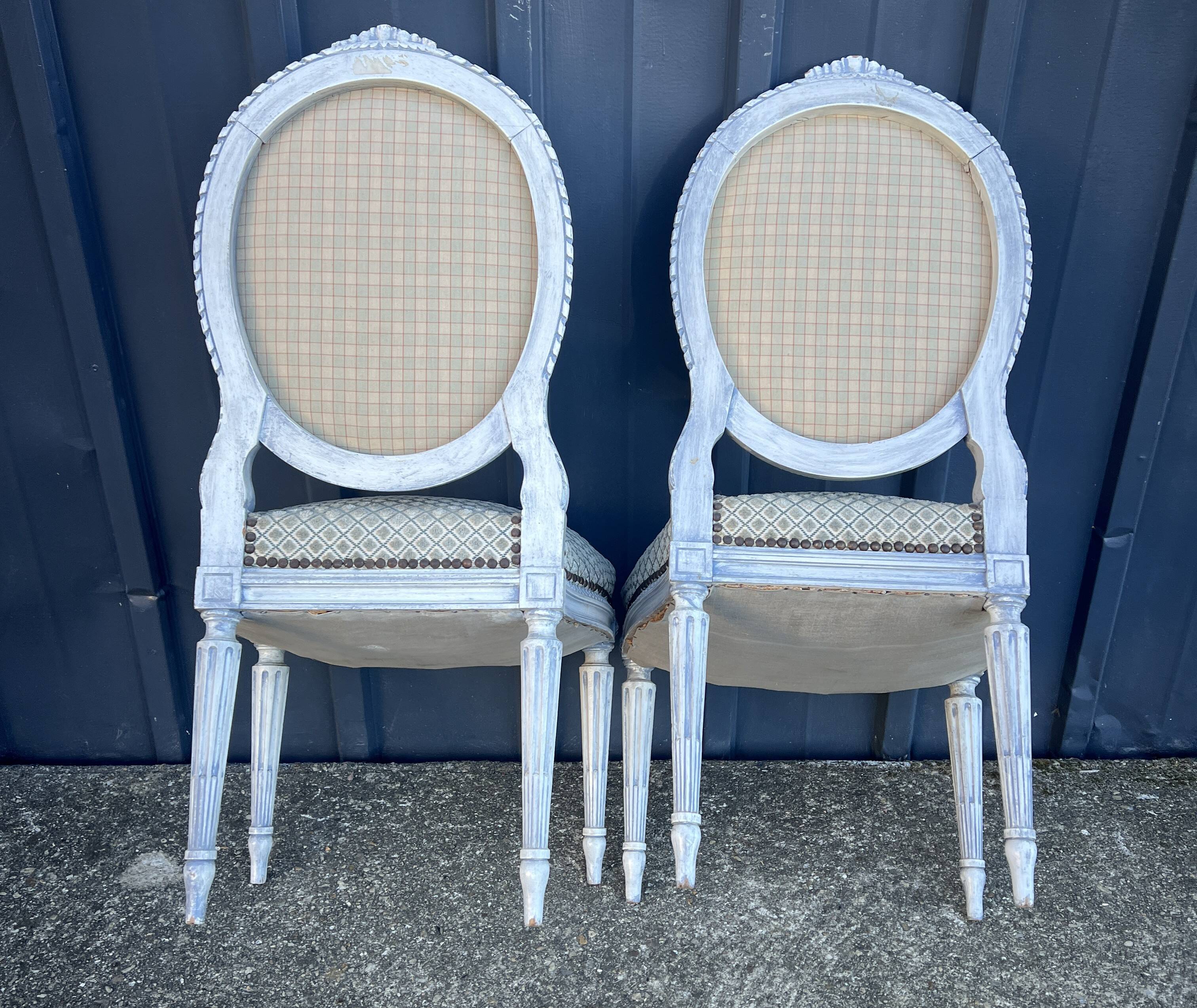 Pair of lacquered Louis XVI style chairs