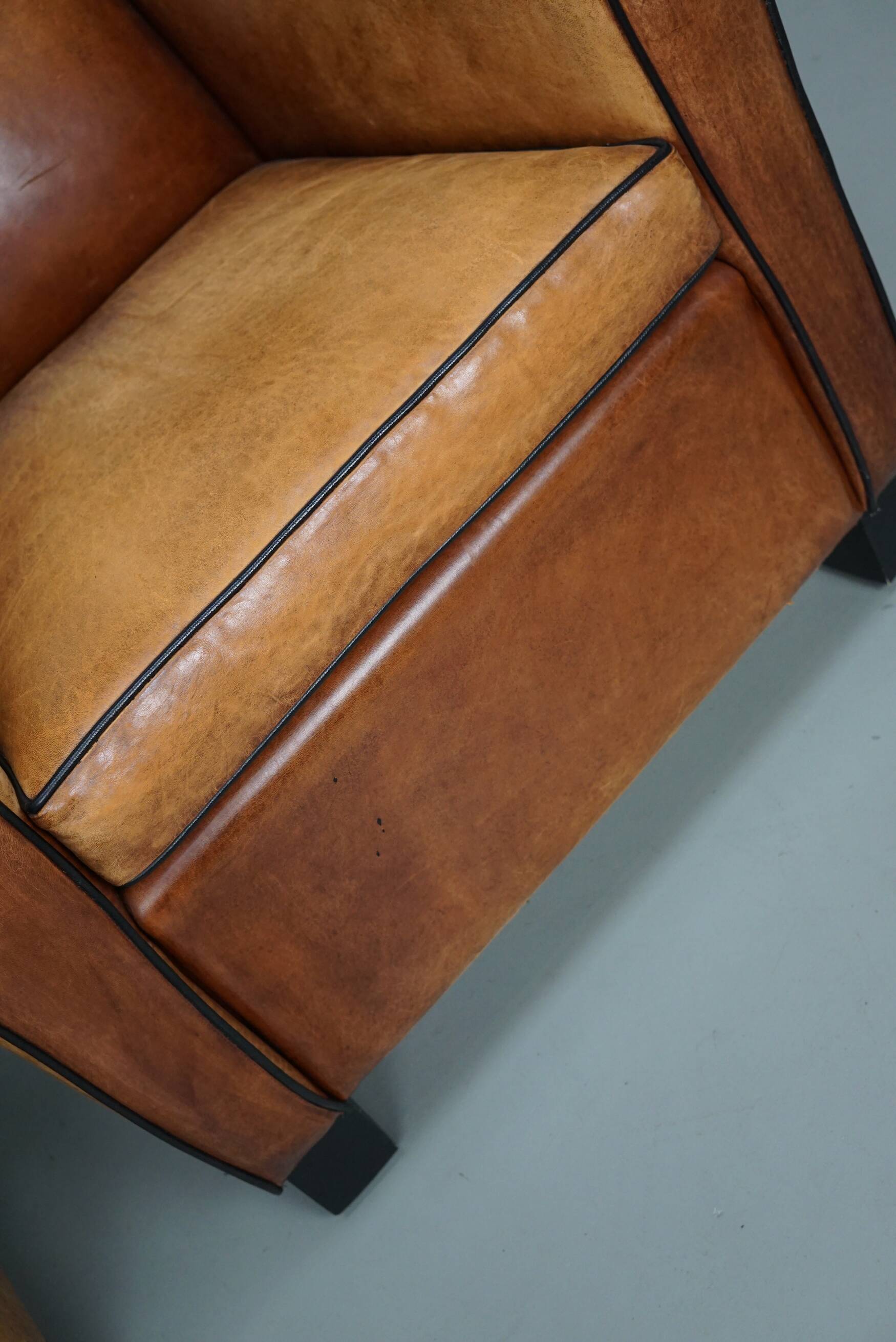 Fauteuils de club en cuir couleur cognac néerlandais vintage, ensemble de 2