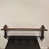 Large antique wall coat rack in wrought iron