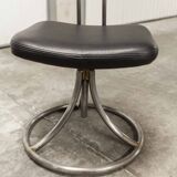 Pair of French Army telegraph operator's swivel chairs, new leather