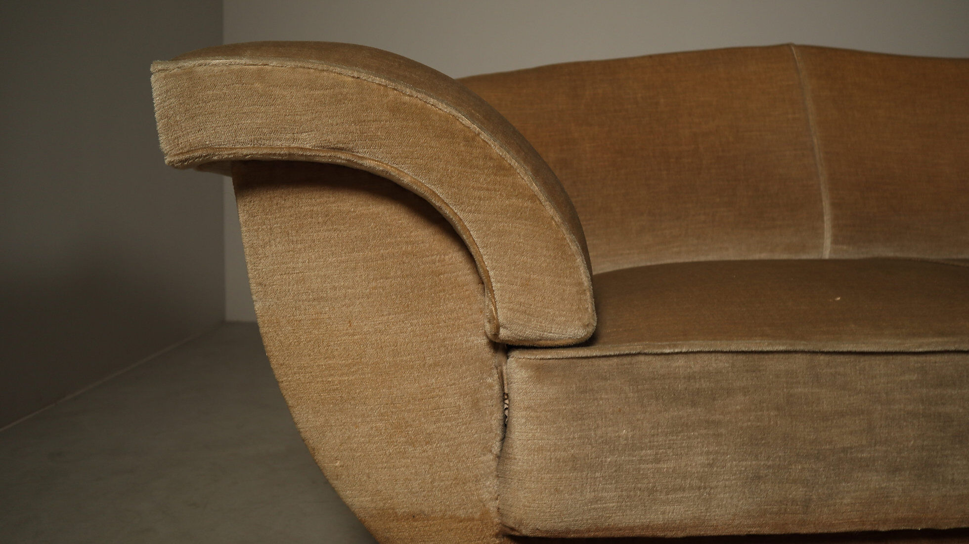 Art Deco three-seat sofa in original velvet, Belgium circa 1930