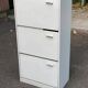 Scandinavian shoe cabinet with 3 beige wooden compartments from the 80s