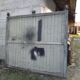 Old wooden door with pulley