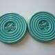 Paire de 2 sous verres/bouteilles en céramique turquoise et or