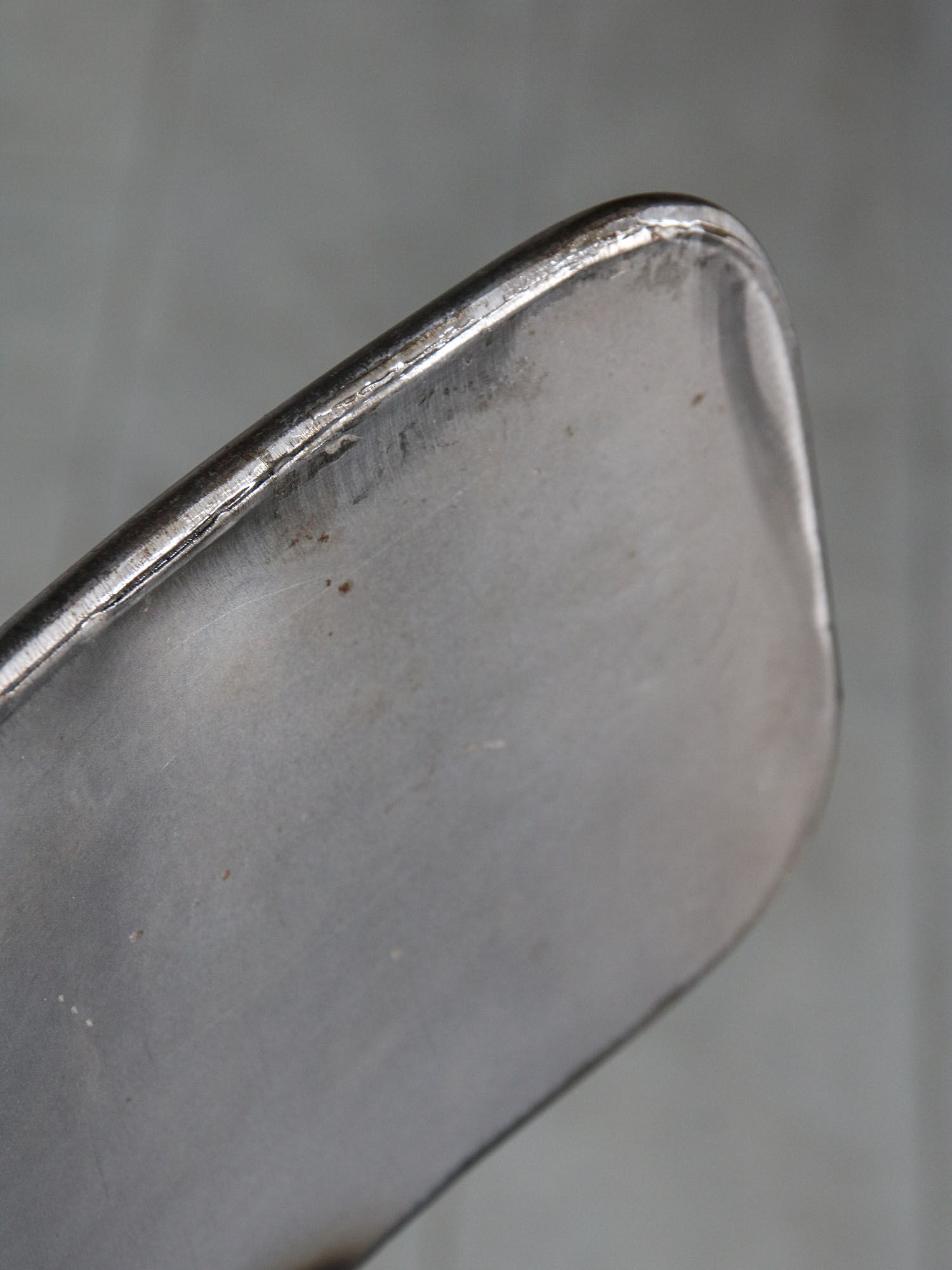 Vintage industrial metal & leather swivel bar stool