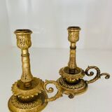 Pair of gilded brass candlesticks