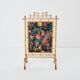 Decorative gilded wood fire screen faDecorative gilded wood fire screen bamboo and silk style 1960s