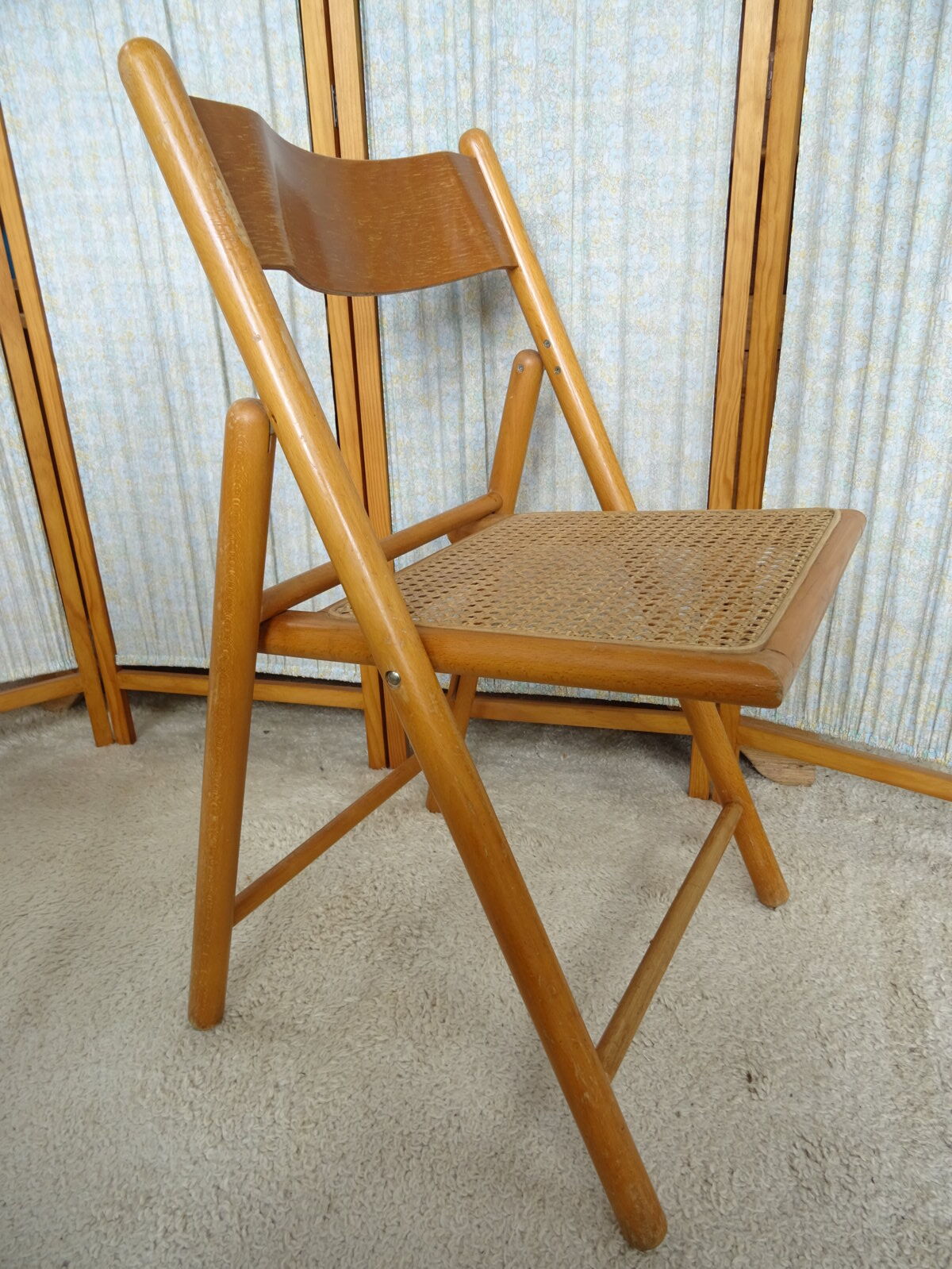 Pair of canned folding chairs
