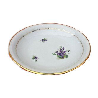 Service dish with floral decoration enhanced with a gold edge Limoges porcelain