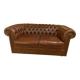 brown leather 2-seater Chesterfield sofa
