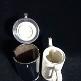 Large art deco insulating coffee maker in hammered metal and porcelain (by bauscher & sus)