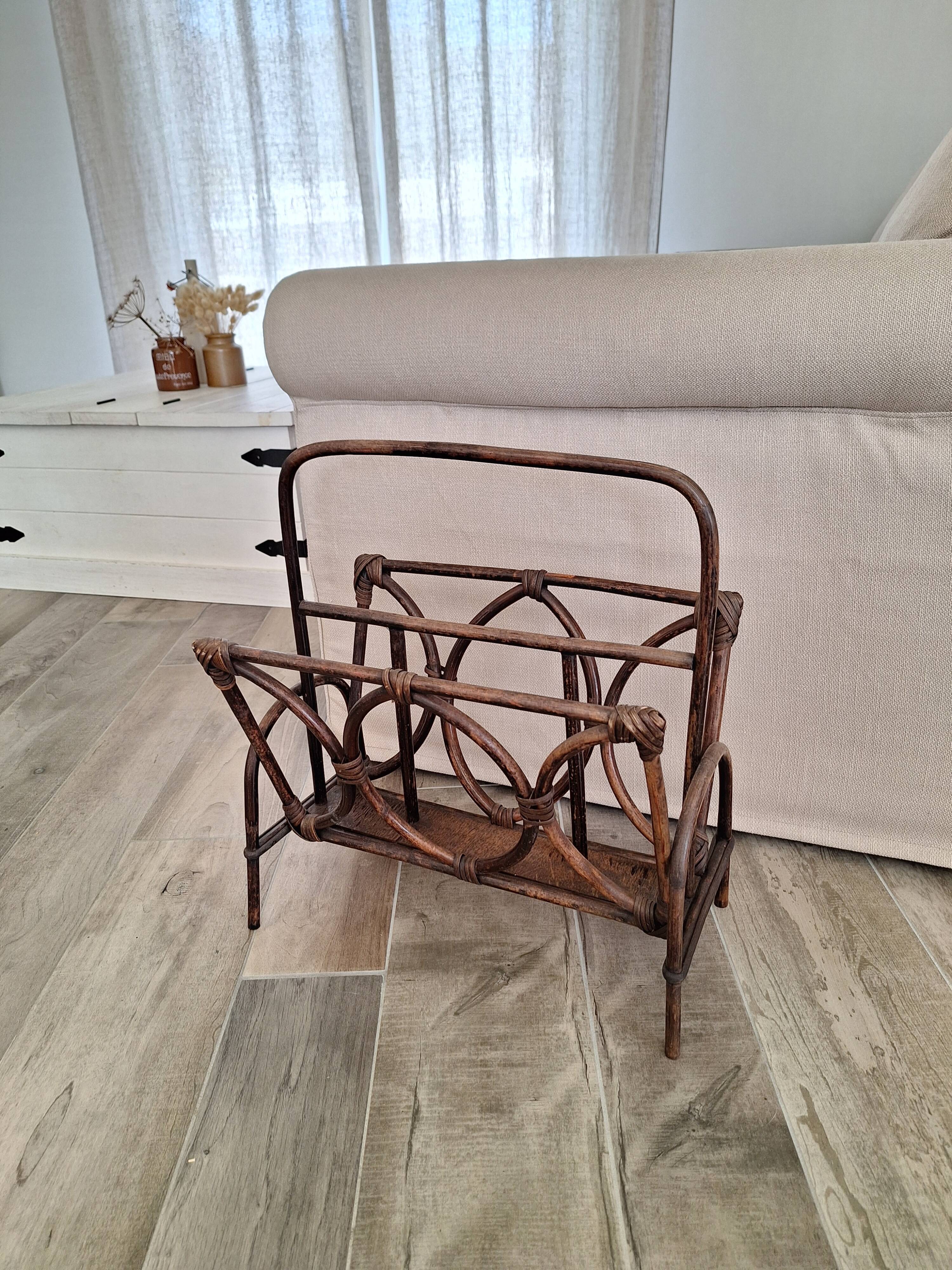 Rattan magazine holder