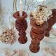 Candlestick / Vase in carved exotic wood