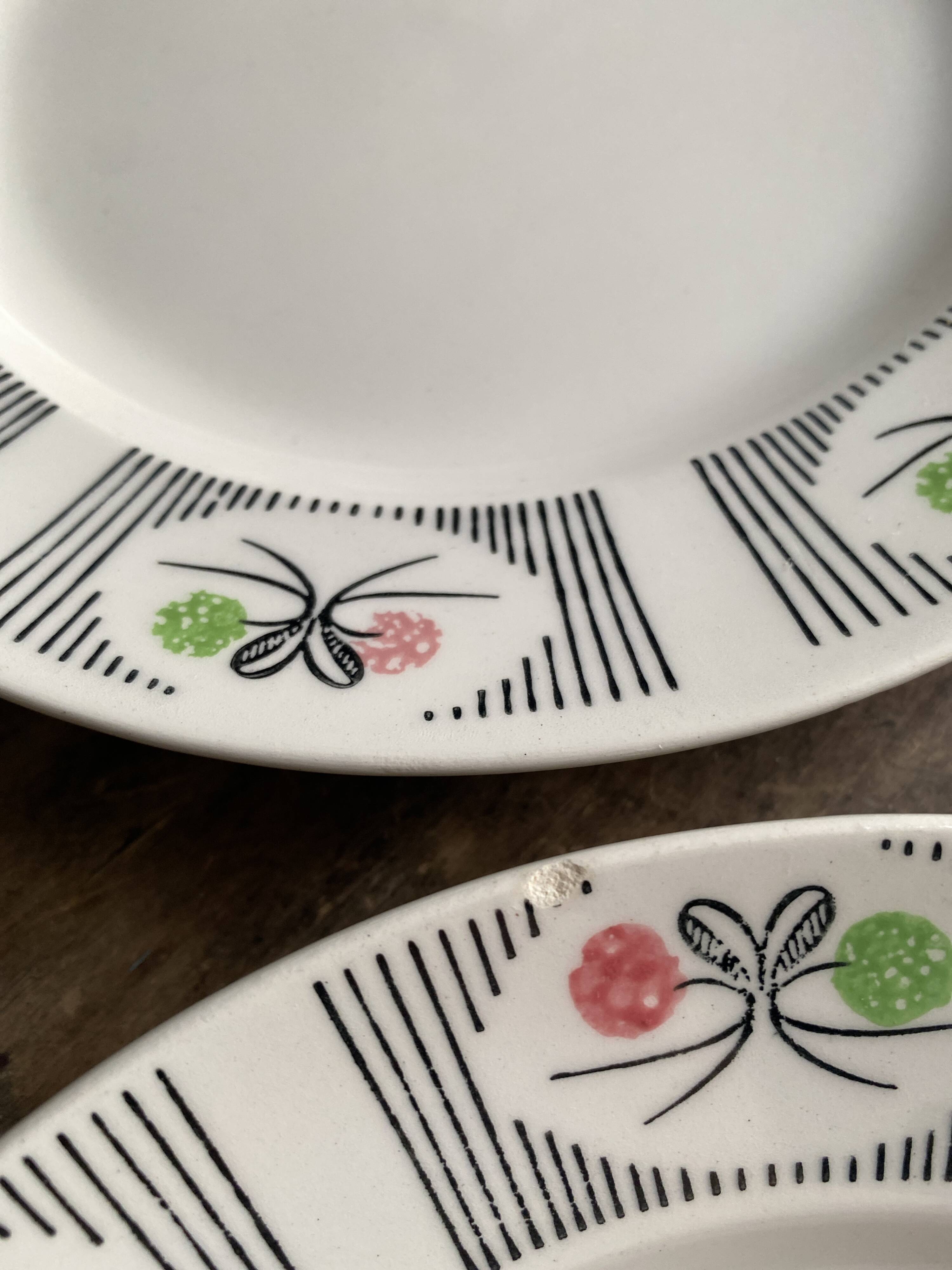 Set of 6 vintage plates Gien France - Model Marie-José