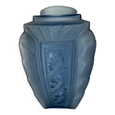 Art Deco vase in blue frosted glass 19 cm