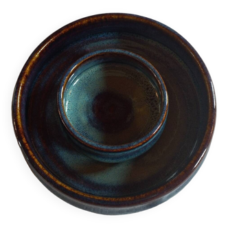 Set of 2 blue ceramic empty pocket bowls