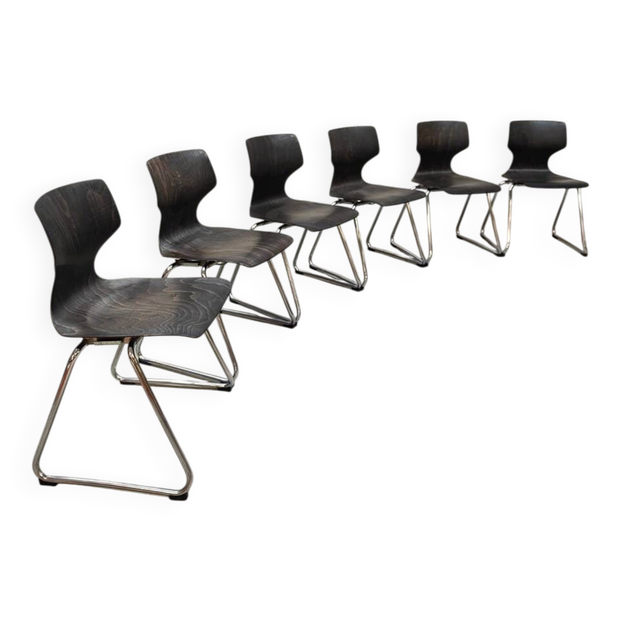 Vintage Pagwood stacking chairs Flötotto 1960