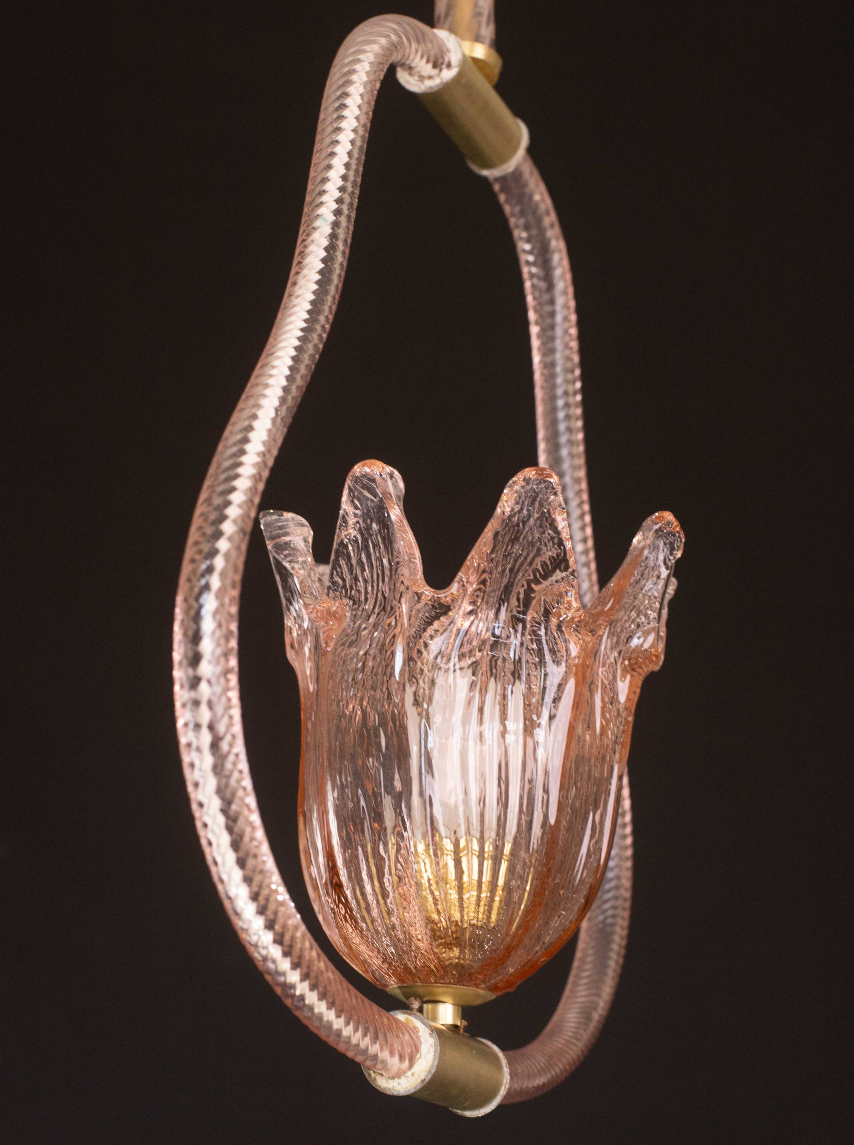 Pink Jewel Murano Glass Chandelier by Barovier e Toso, 1950s