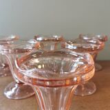 Set of 6 vintage pink glass ice cream cups