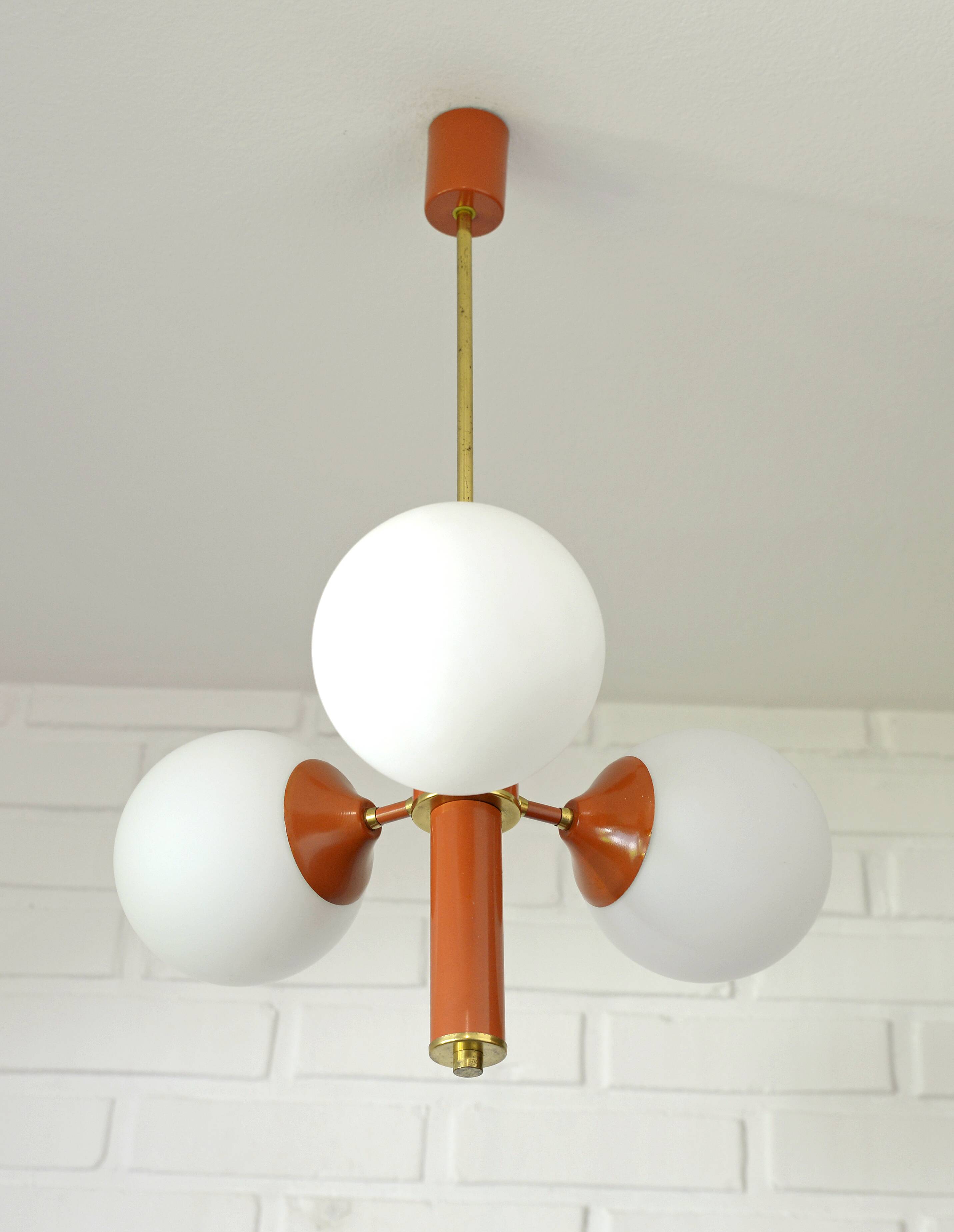 Lustre Spoutnik vintage suspendu Space Age orange rétro éclairage de plafond