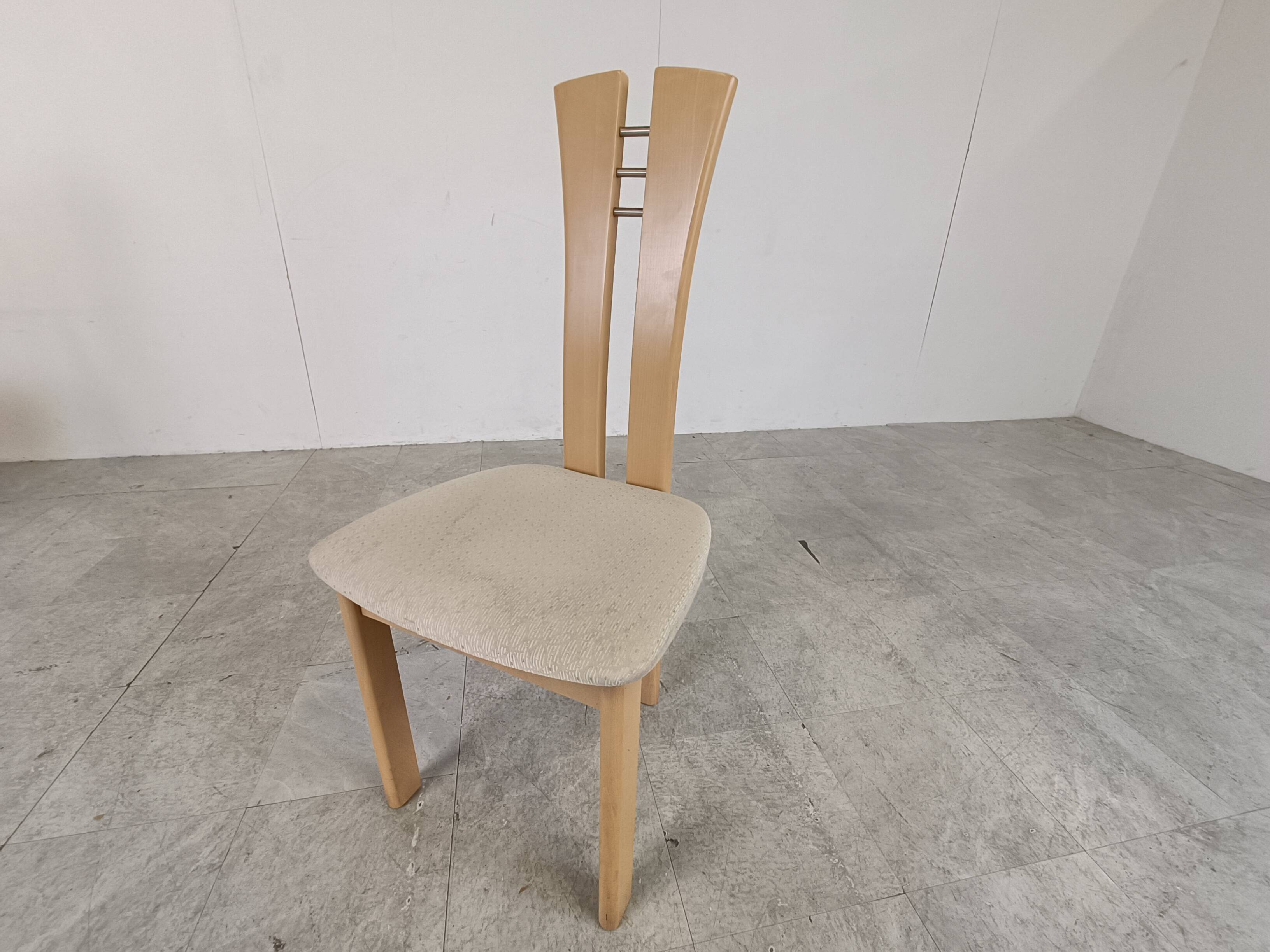 Set of 6 high back dining chairs, 1980s