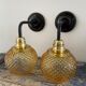 Pair of vintage sconces in electrified golden glass to nine