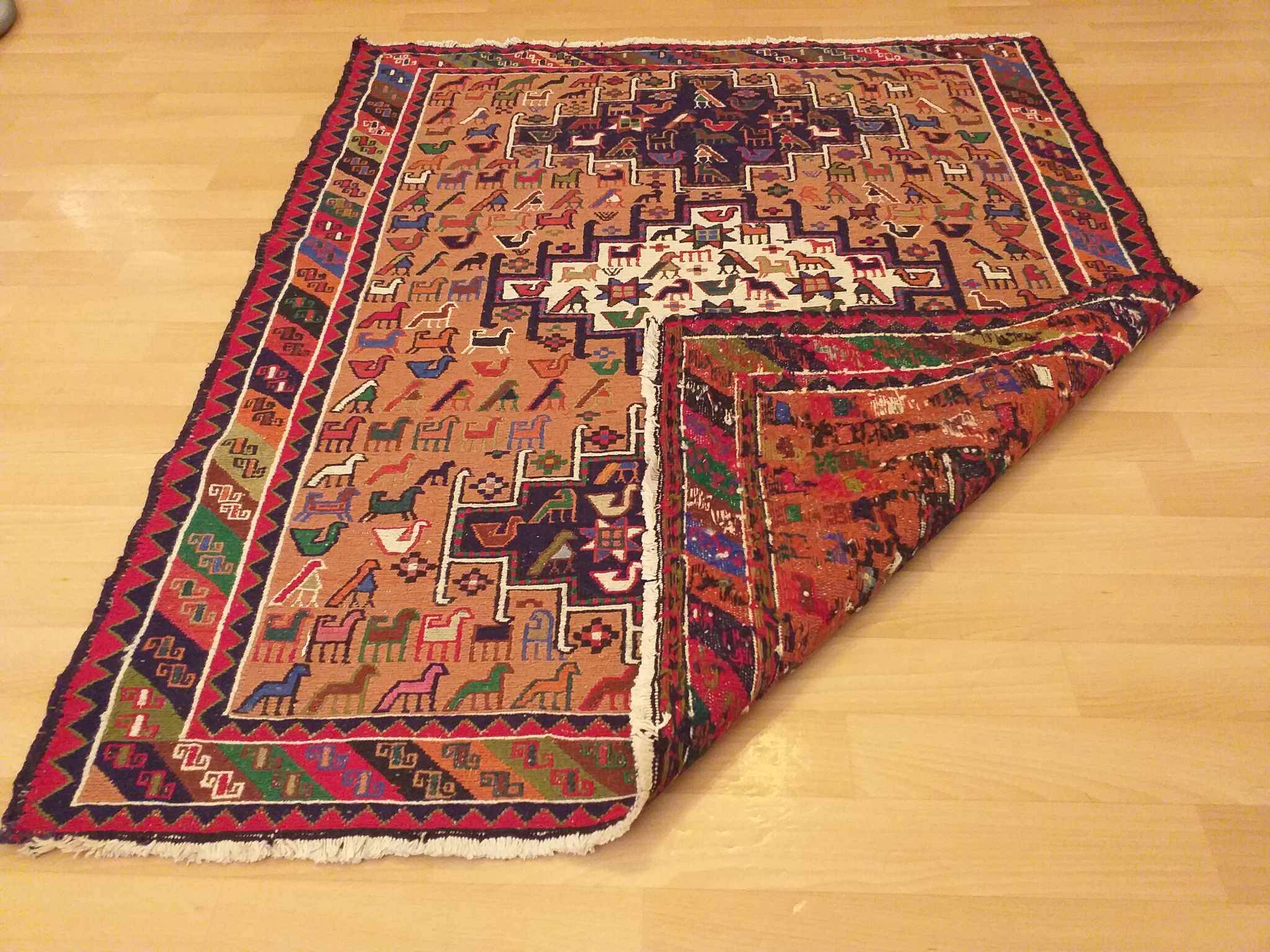 Kilim Anatolian Soumak handmade 142x118cm