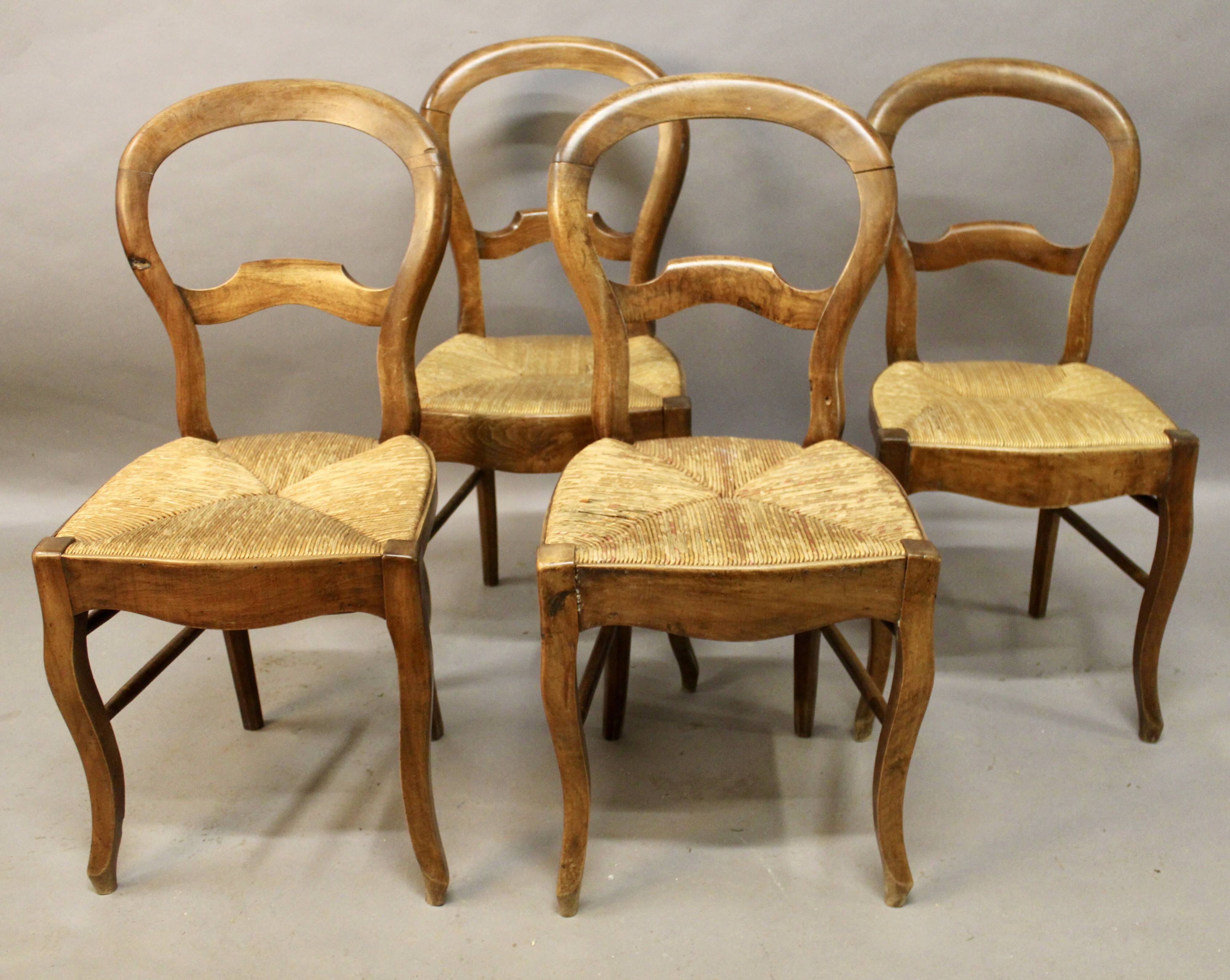 Set of 4 Louis Philippe straw chairs