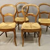 Set of 4 Louis Philippe straw chairs